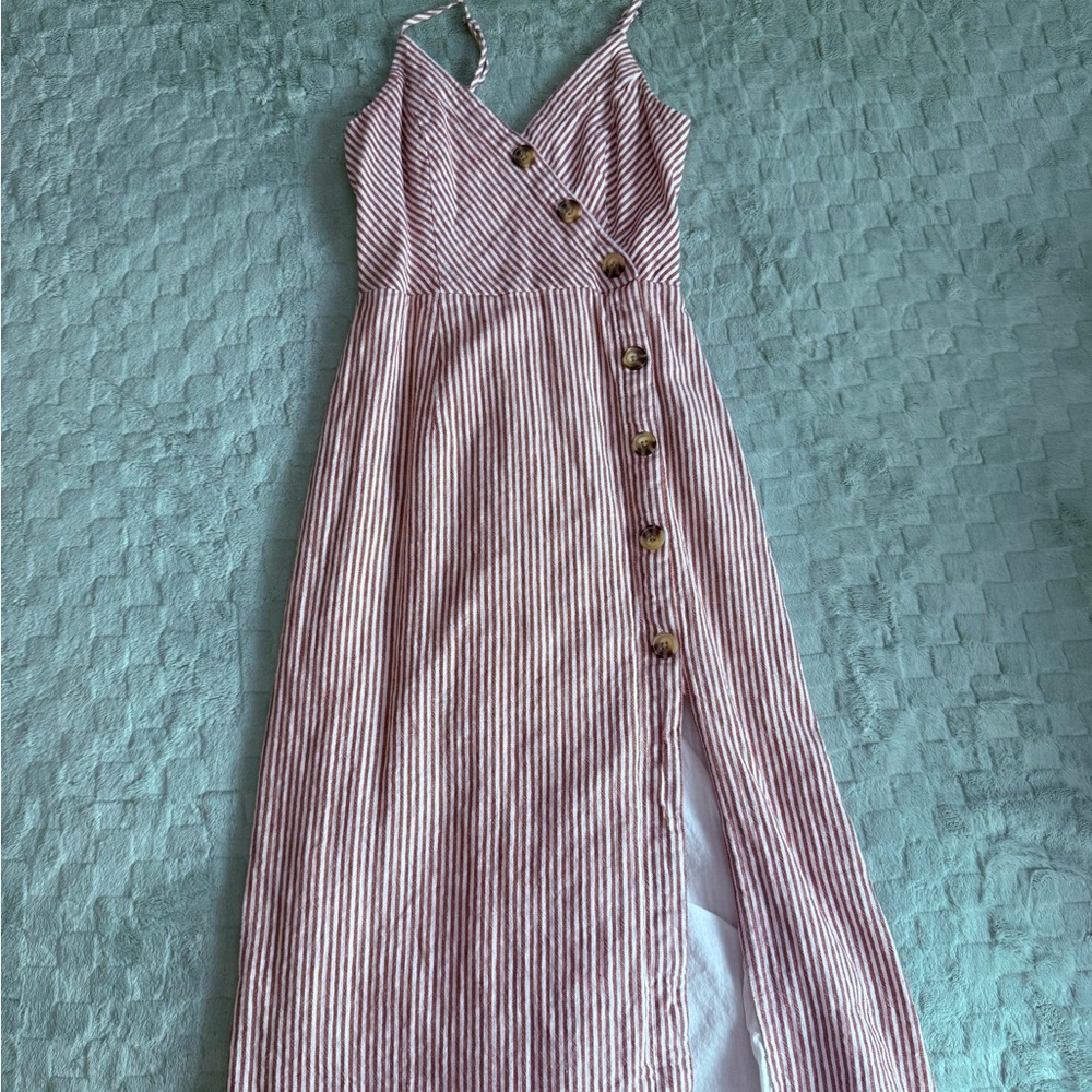 Striped Button-Down Midi Dress